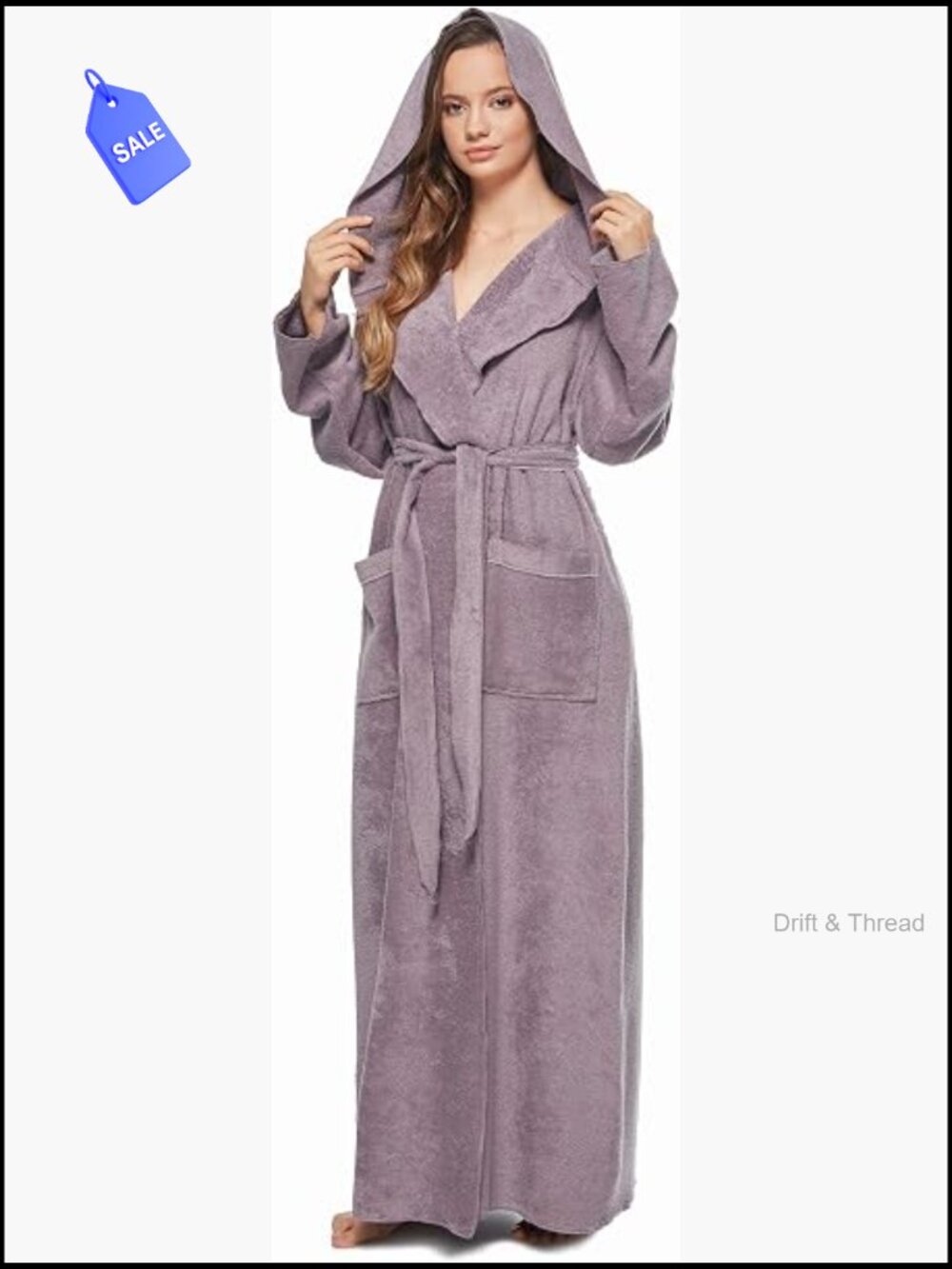 Princess Ankle Long Hooded Turkish Cotton Bathrobe Relaxed Fit